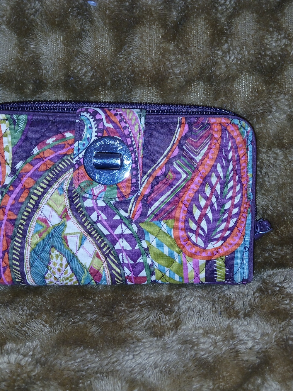 3 Vera Bradley Zip Wallets Purple, Blue, Pink